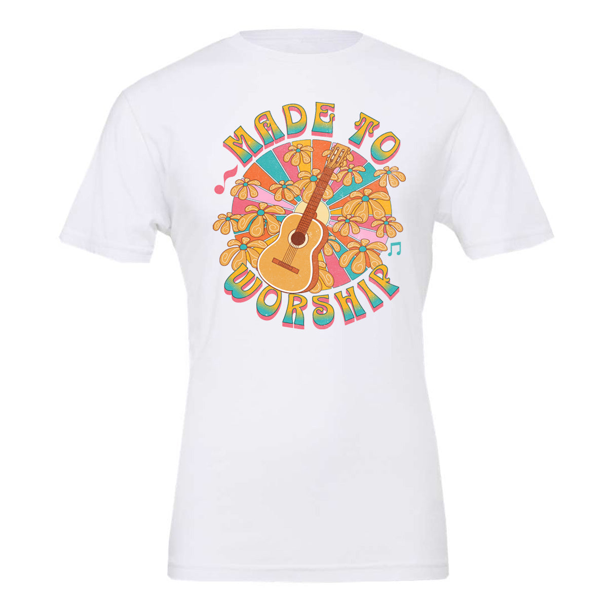 Made To Worship Retro with Guitar - White (Tee/Hoodie/Sweatshirt)