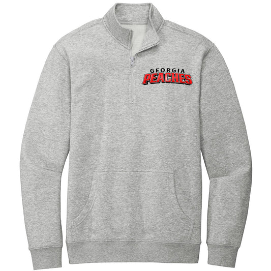 Peaches - Georgia Peaches Bronzier Curved Shadow - District® V.I.T.™ Fleece 1/4-Zip - DT6106 - Light Heather Grey