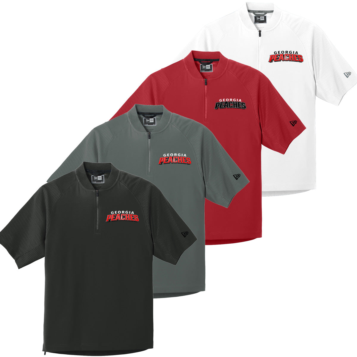 Peaches - Georgia Peaches Bronzier Curved Shadow - New Era Cage Short Sleeve 1/4-Zip Jacket