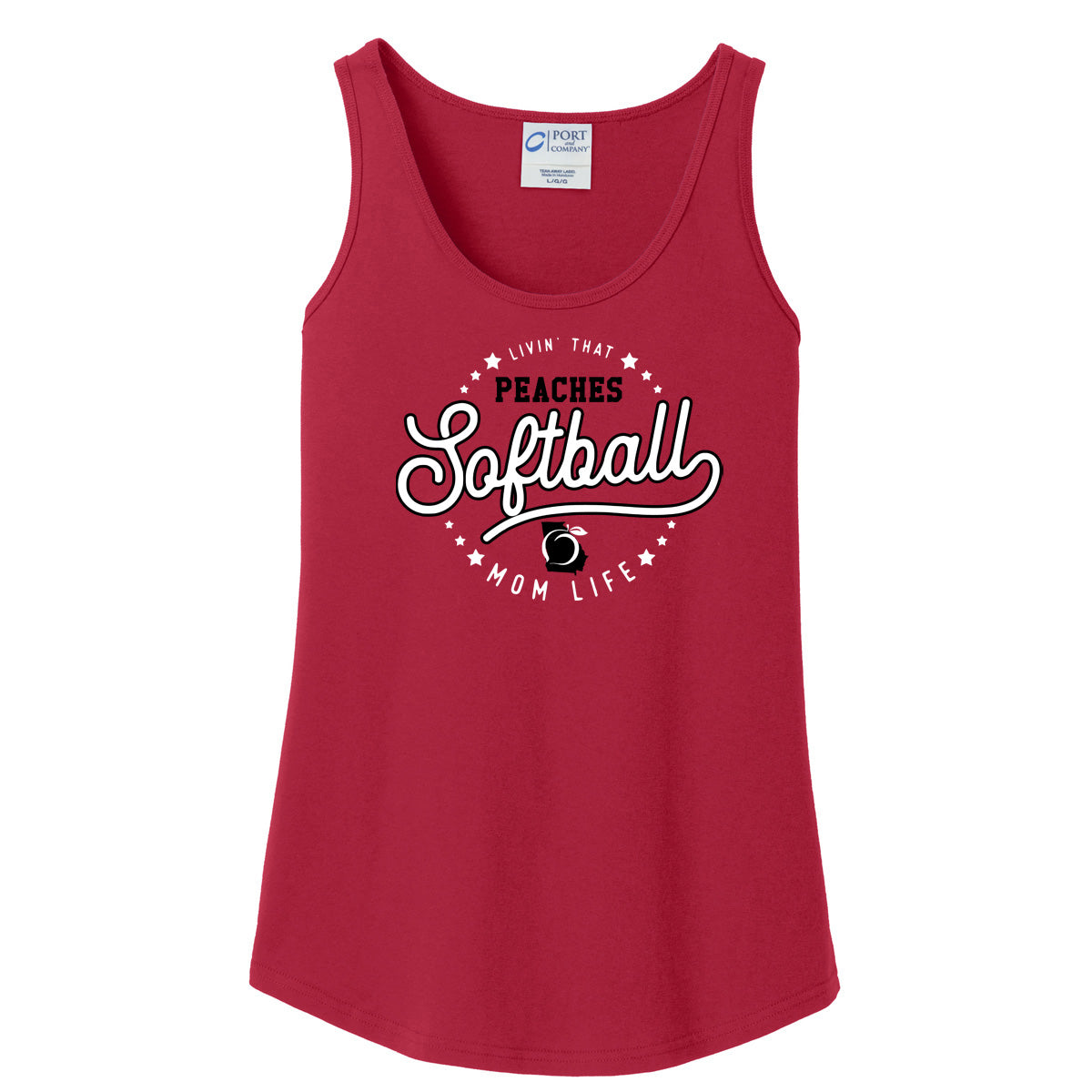 Peaches - Livin' That Peaches Softball Mom Life (Tee/Tank/Drifit/Hoodie/Sweatshirt)