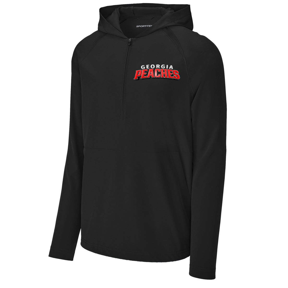 Peaches - Georgia Peaches Bronzier Curved Shadow - Repeat 1/2-Zip Long Sleeve Hooded Jacket - JST488 - Black