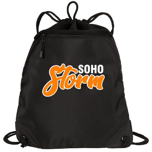 SOHO - Cinch Backpack with SOHO STORM (DOPESTYLE FONT) - Black (BG810) - Southern Grace Creations