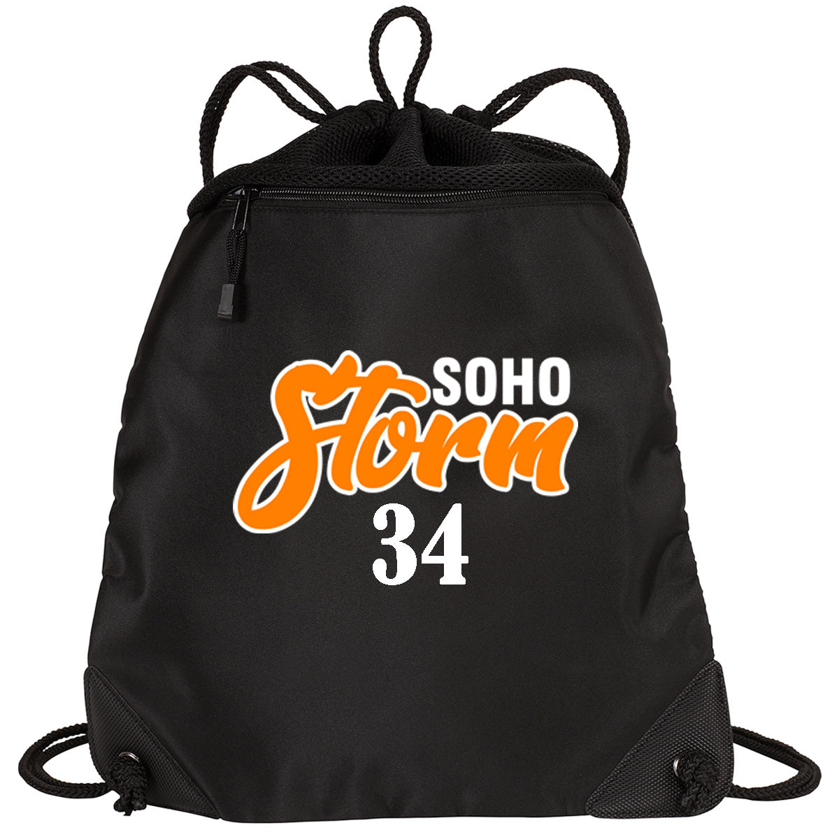 SOHO - Cinch Backpack with SOHO STORM (DOPESTYLE FONT) - Black (BG810) - Southern Grace Creations