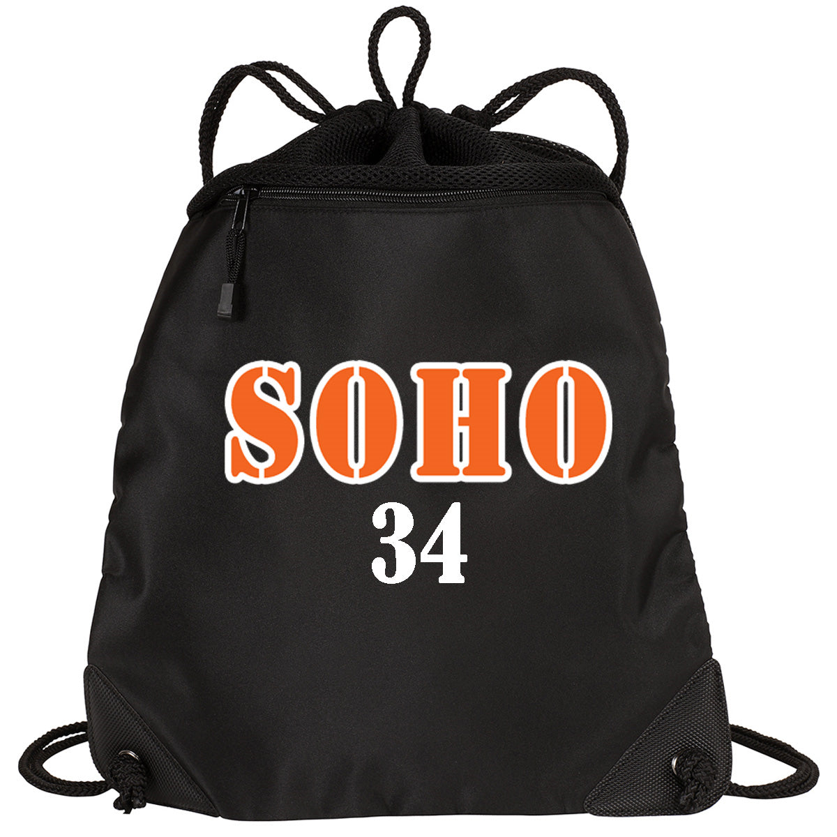 SOHO - Cinch Backpack with SOHO (Stencil Font) - Black (BG810) - Southern Grace Creations