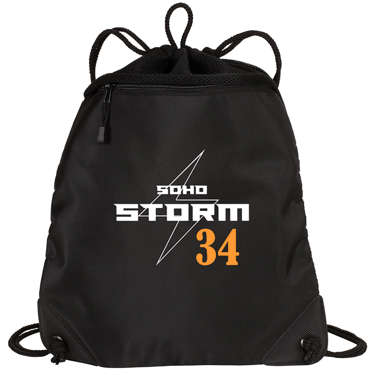 SOHO - Cinch Backpack with SOHO Storm Lightning Bolt Logo - Black (BG810) - Southern Grace Creations