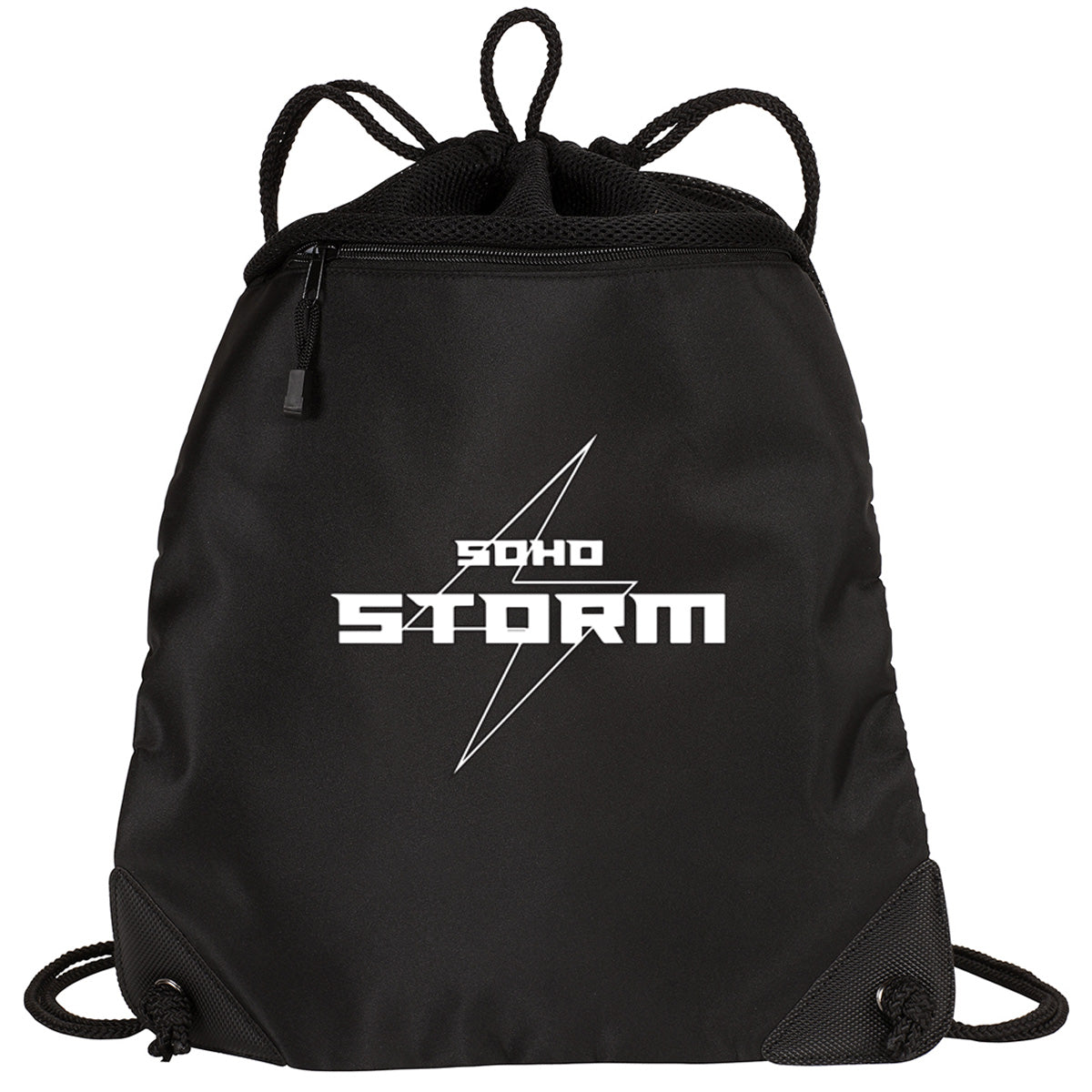 SOHO - Cinch Backpack with SOHO Storm Lightning Bolt Logo - Black (BG810) - Southern Grace Creations