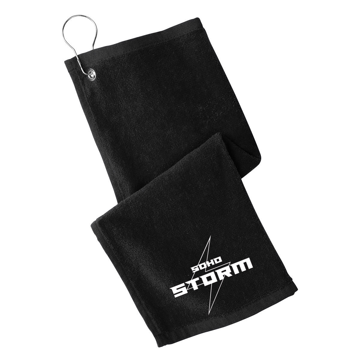 SOHO - Grommeted Towel with SOHO Storm Lightning Bolt Logo - Black (PT400) - Southern Grace Creations