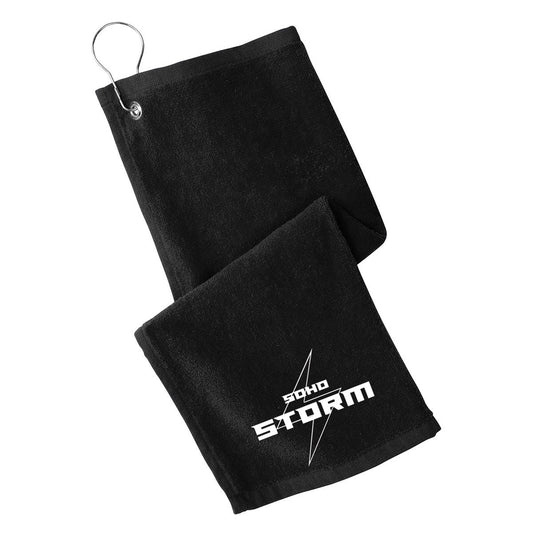 SOHO - Grommeted Towel with SOHO Storm Lightning Bolt Logo - Black (PT400) - Southern Grace Creations