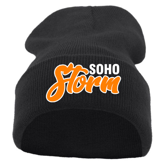 SOHO - KNIT FOLD OVER BEANIE with SOHO STORM (DOPESTYLE FONT) - Black (621K) - Southern Grace Creations