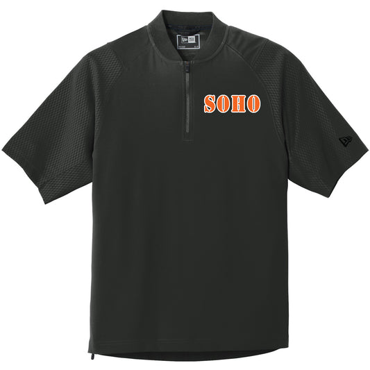 SOHO - New Era Cage Short Sleeve 1-4-Zip Jacket with SOHO (Stencil Font) - Black (NEA600) - Southern Grace Creations