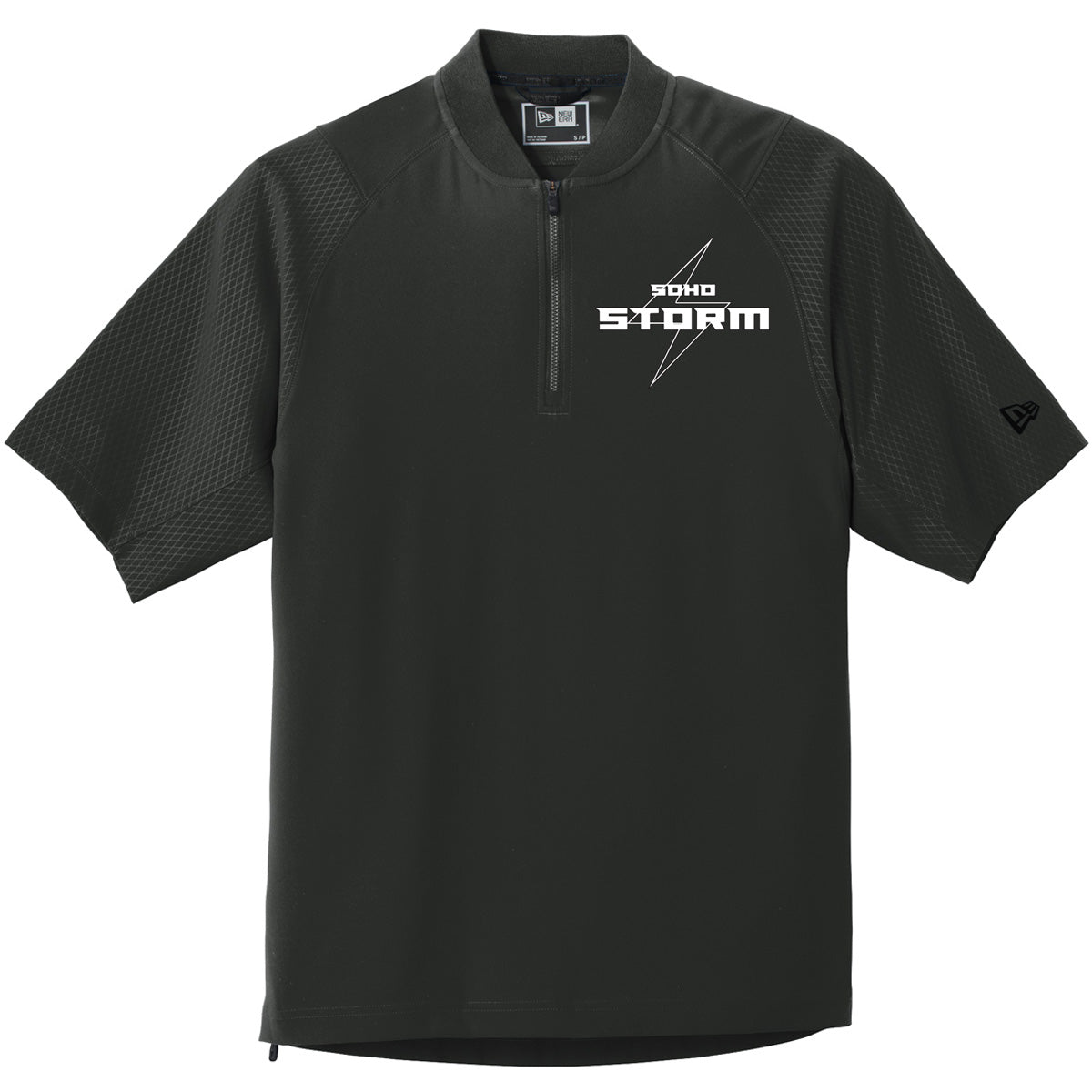 SOHO - New Era Cage Short Sleeve 1-4-Zip Jacket with SOHO Storm Solid Lightning Bolt Logo - Black (NEA600) - Southern Grace Creations