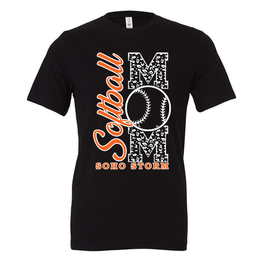 SOHO - Softball Mom Leopard Letters - Black (Tee/Hoodie/Sweatshirt) - Southern Grace Creations