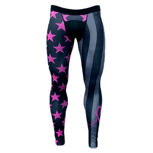 Shadow USA Flag - Breast Cancer Awareness Compression Tights - Southern Grace Creations