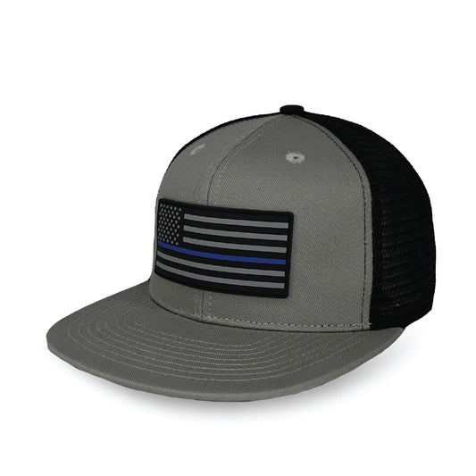 Tactical Thin Blue Line USA Flag Trucker Hat - Southern Grace Creations