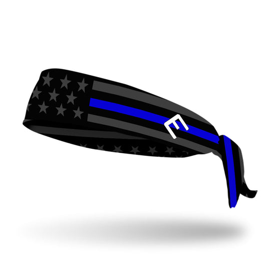 Thin Blue Line Tie Headband - Southern Grace Creations