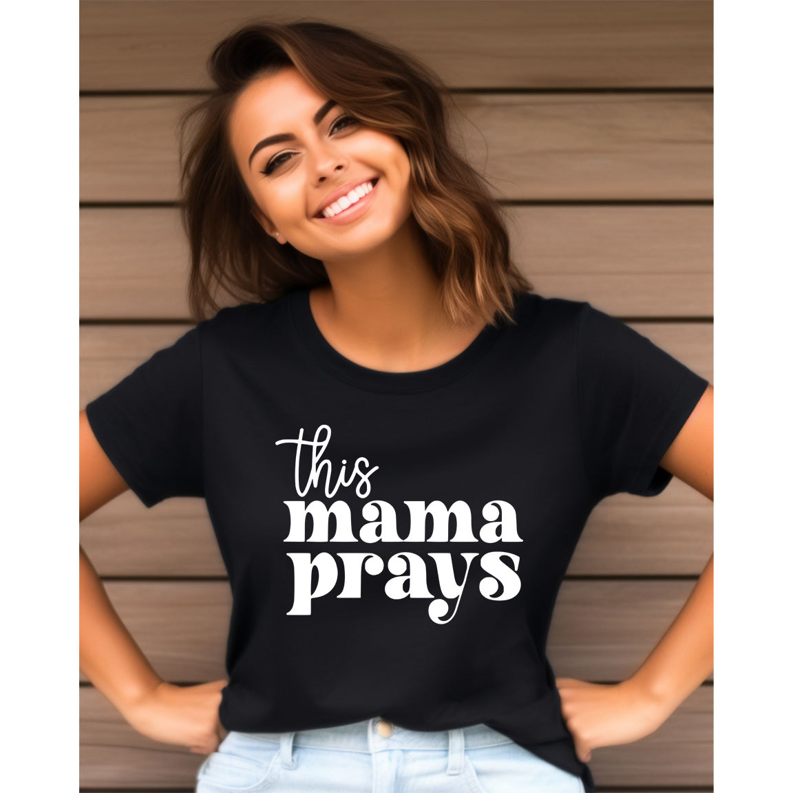 This Mama Prays - Black Short Sleeves - Southern Grace Creations
