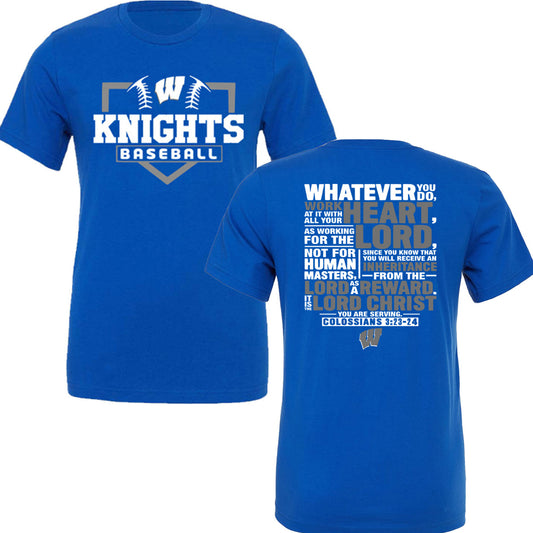 Windsor - Knights Baseball Ball Homeplate with Team Scripture - Royal (Tee/DriFit/Hoodie/Sweatshirt) - Southern Grace Creations