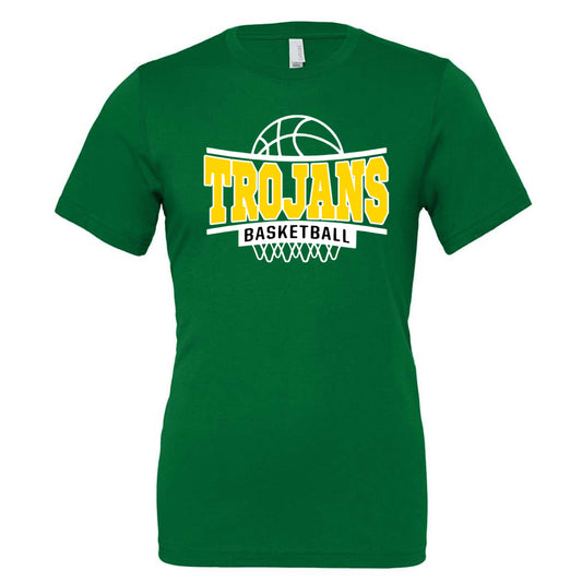Twiggs Academy - Curved Trojans Basketball - Kelly (Tee/DriFit/Hoodie/Sweatshirt) - Southern Grace Creations