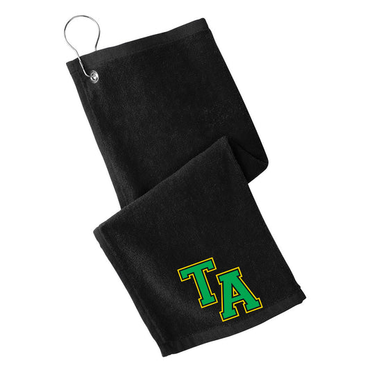 Twiggs Academy - Grommeted Towel with TA (varsity font) - Black (PT400) - Southern Grace Creations