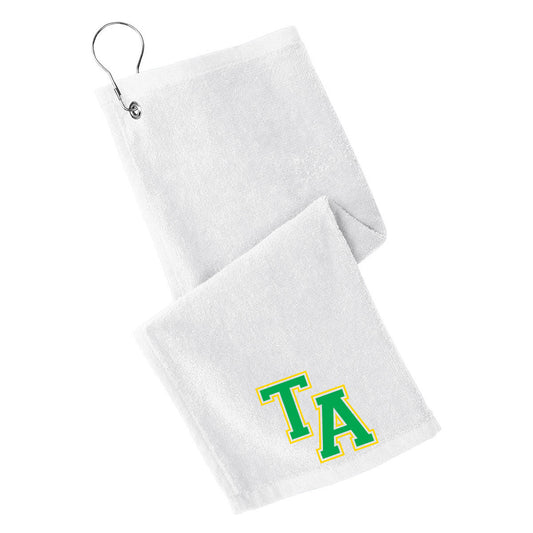 Twiggs Academy - Grommeted Towel with TA (varsity font) - White (PT400) - Southern Grace Creations
