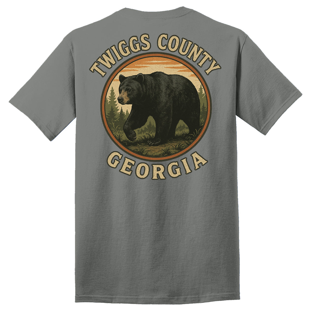 Twiggs County - Bear in Circle with Woods - Comfort Color Short Sleeves - Grey (1717)