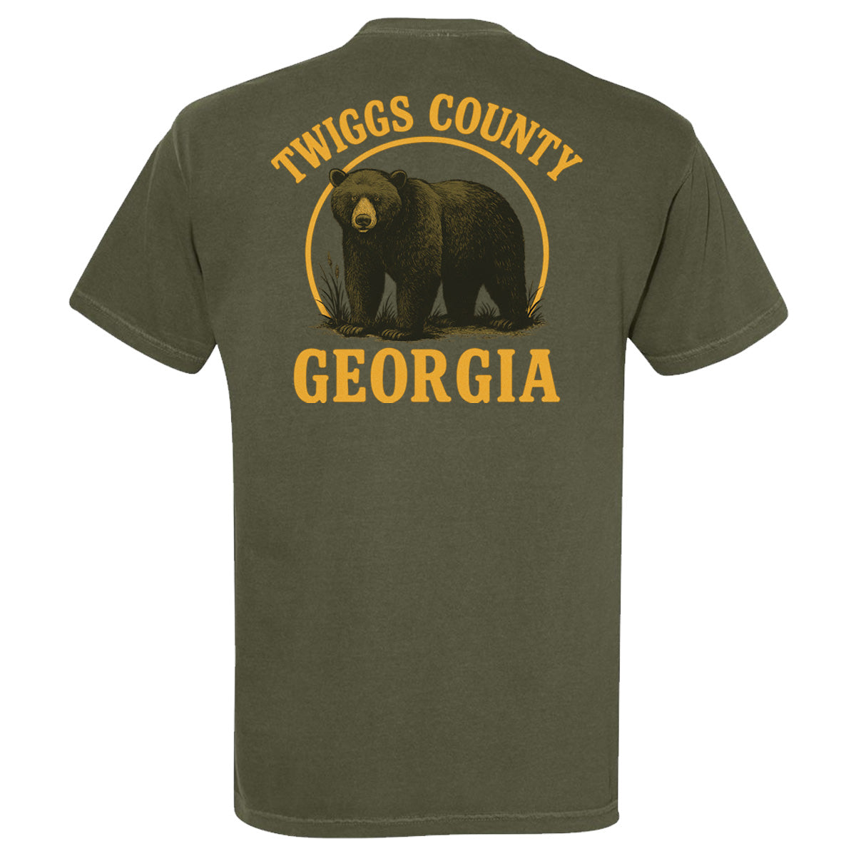 Twiggs County - Bear with Orange Circle - Comfort Color Short Sleeves - Sage (1717)