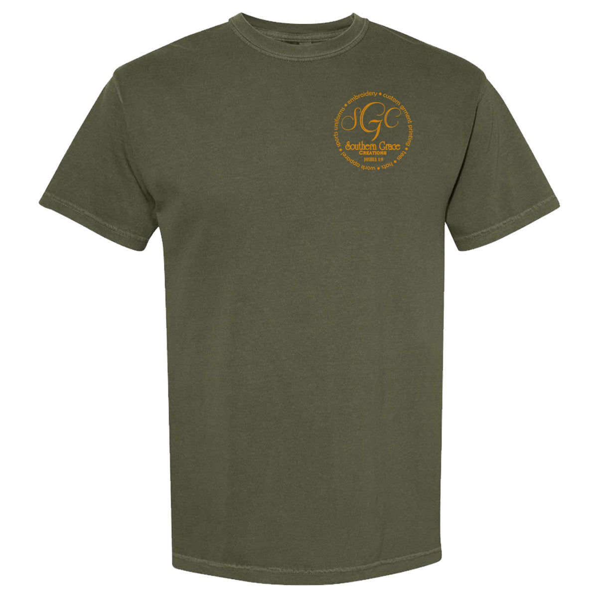 Twiggs County - Bear with Orange Circle - Comfort Color Short Sleeves - Sage (1717)
