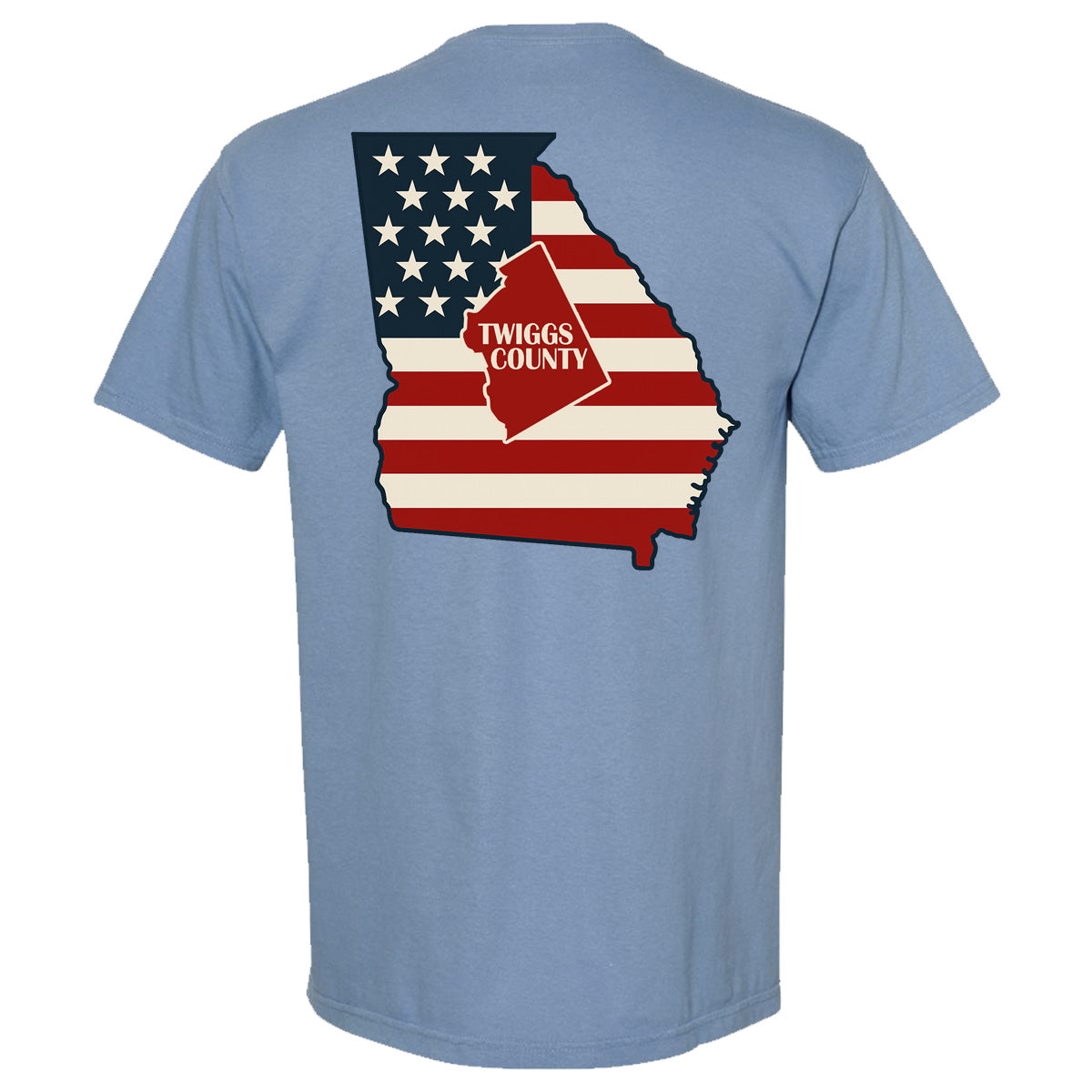 Twiggs County - Georgia with Flag and Twiggs County - Comfort Color Short Sleeves - Washed Denim (1717)