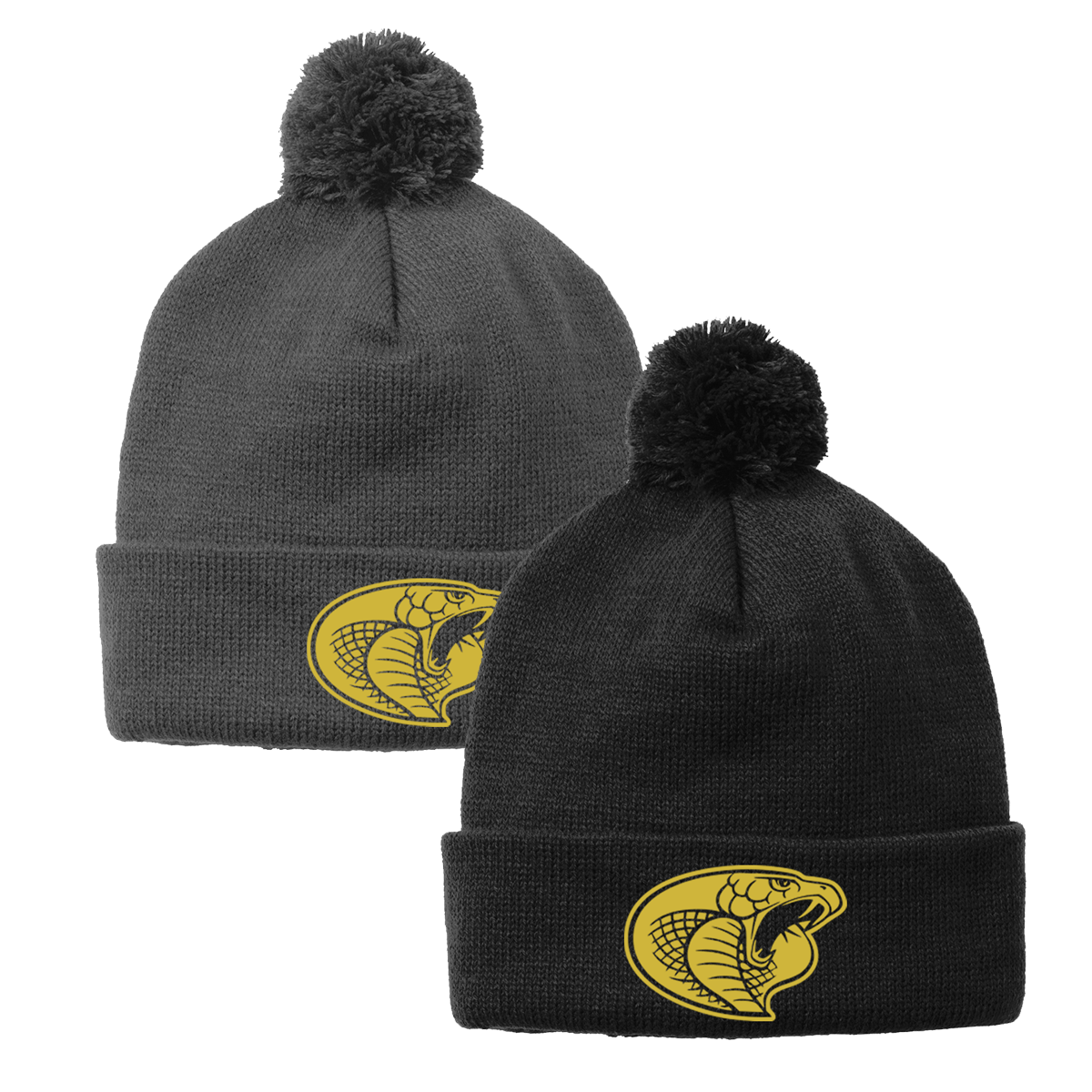 •Twiggs County - Cobra Head (Gold) - Solid Pom Pom Beanie (STC37)