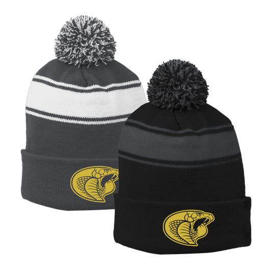 •Twiggs County - Cobra Head (Gold) - Stripe Pom Pom Beanie (STC28)