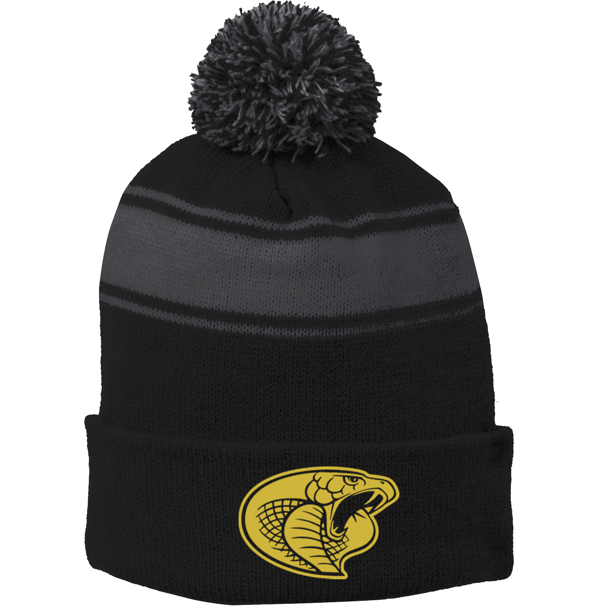 •Twiggs County - Cobra Head (Gold) - Stripe Pom Pom Beanie (STC28)