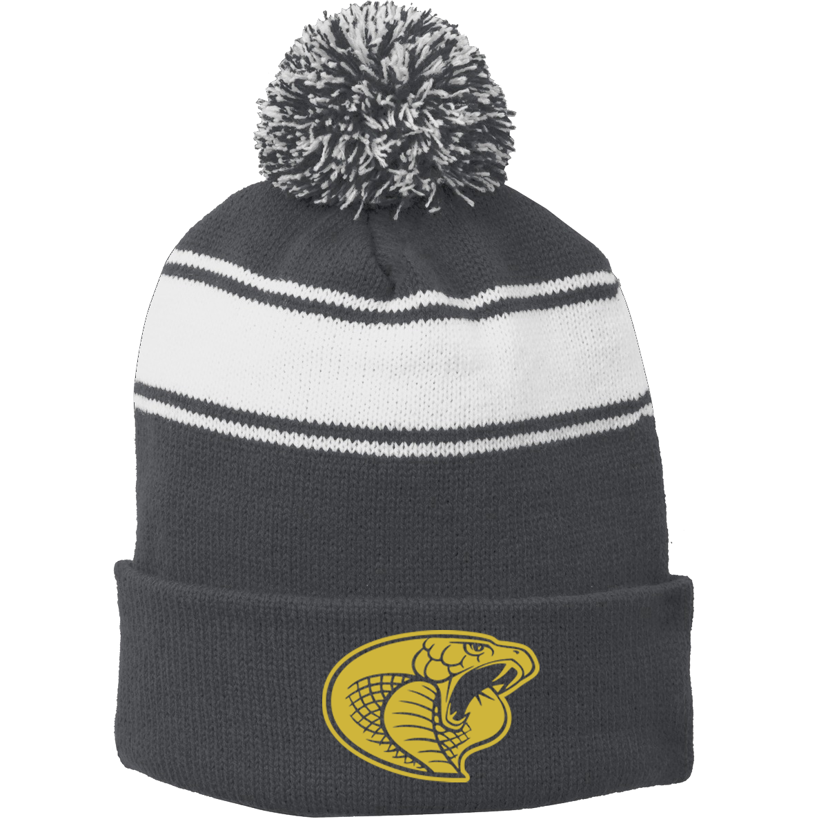 •Twiggs County - Cobra Head (Gold) - Stripe Pom Pom Beanie (STC28)
