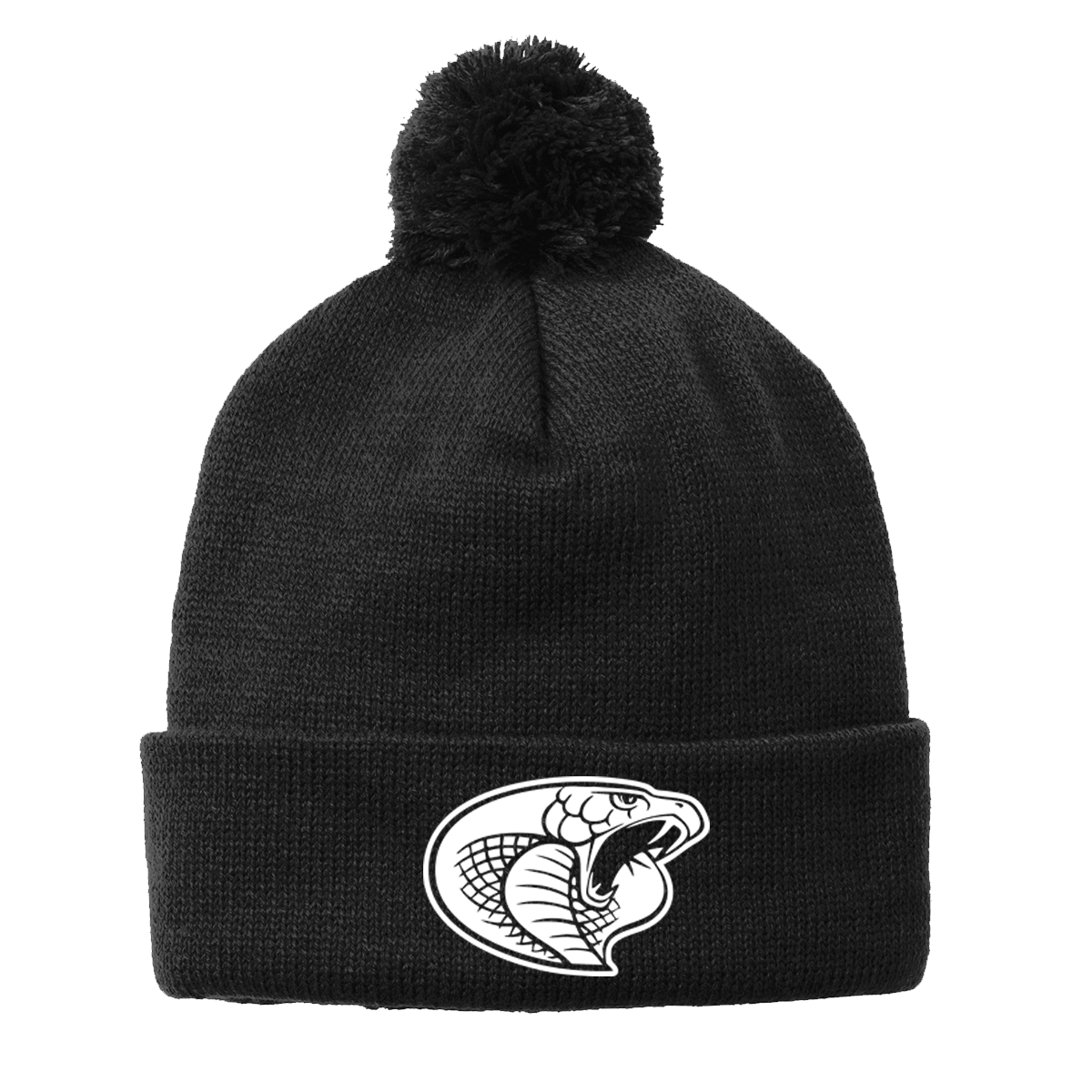•Twiggs County - Cobra Head (White) - Solid Pom Pom Beanie (STC37)