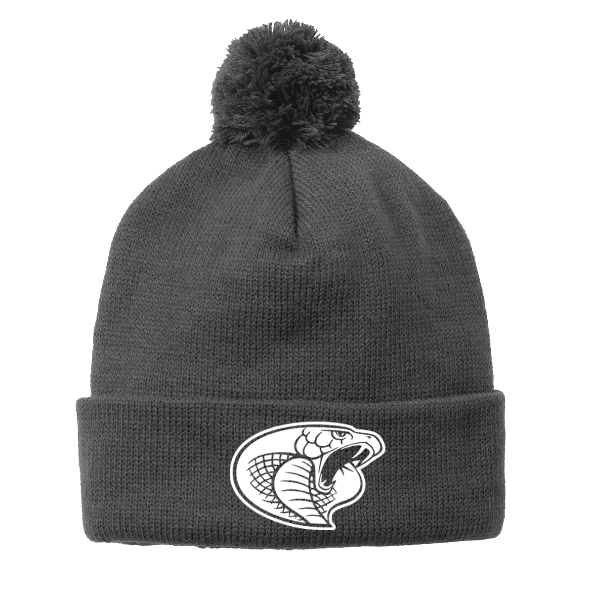 •Twiggs County - Cobra Head (White) - Solid Pom Pom Beanie (STC37)
