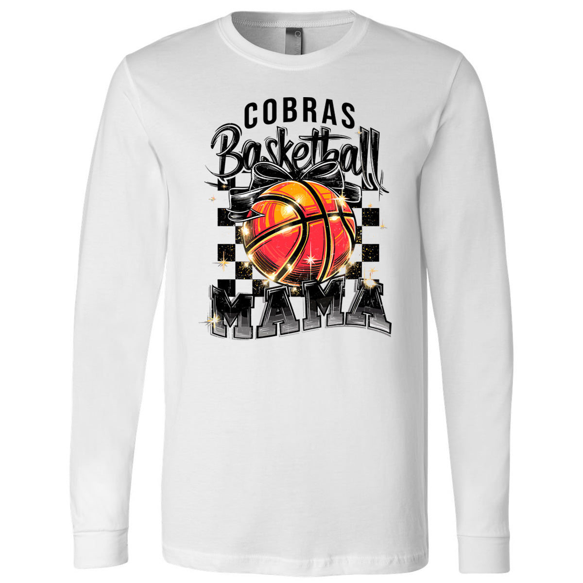 •Twiggs County - Cobras Basketball Mama Checker Board and Bow - White (Tee/Drifit/Hoodie/Sweatshirt)