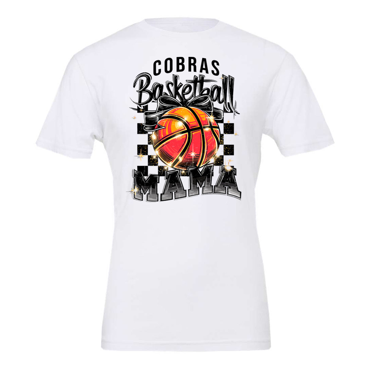 •Twiggs County - Cobras Basketball Mama Checker Board and Bow - White (Tee/Drifit/Hoodie/Sweatshirt)