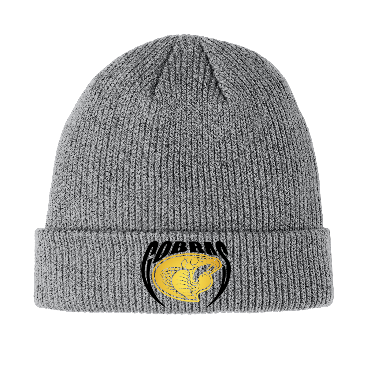 •Twiggs County - Cobras Pointed Cobra Head (Black/Gold) - Cozy Cuffed Beanie (C977)