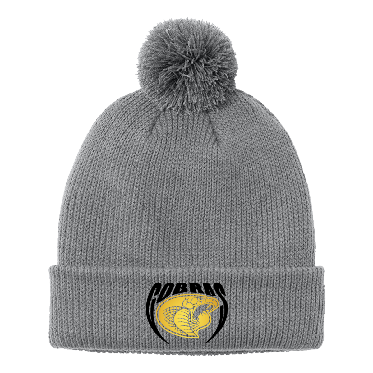 •Twiggs County - Cobras Pointed Cobra Head (Black/Gold) - Cozy Pom Beanie (C978)