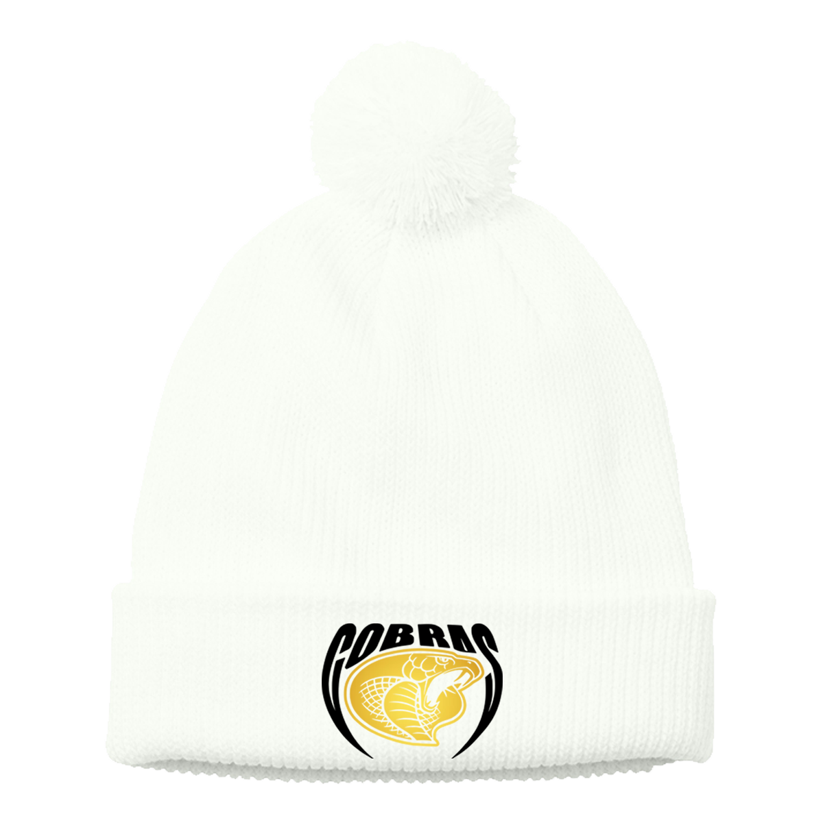 •Twiggs County - Cobras Pointed Cobra Head (Black/Gold) - Cozy Pom Beanie (C978)