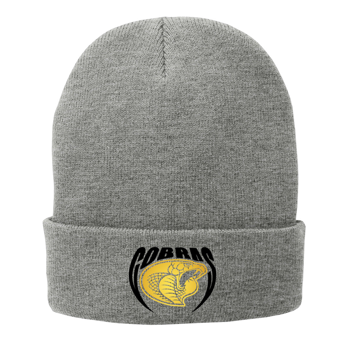 •Twiggs County - Cobras Pointed Cobra Head (Black/Gold) - Fleece-Lined Knit Cap (CP90L)