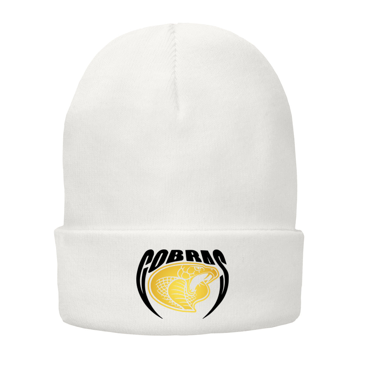 •Twiggs County - Cobras Pointed Cobra Head (Black/Gold) - Fleece-Lined Knit Cap (CP90L)