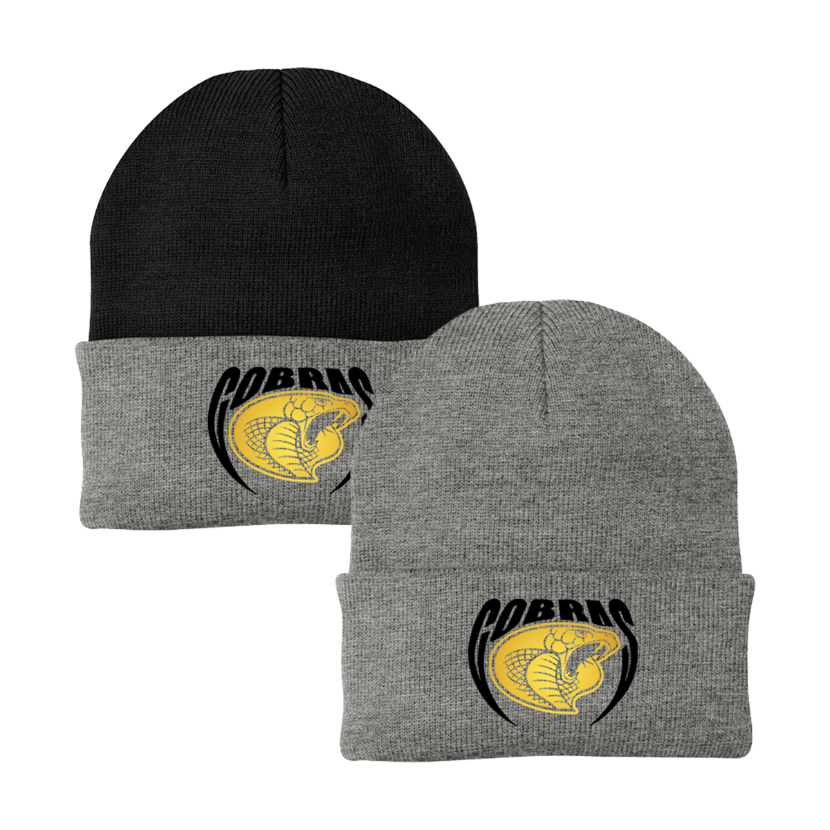 •Twiggs County - Cobras Pointed Cobra Head (Black/Gold) - Knit Cap (CP90)