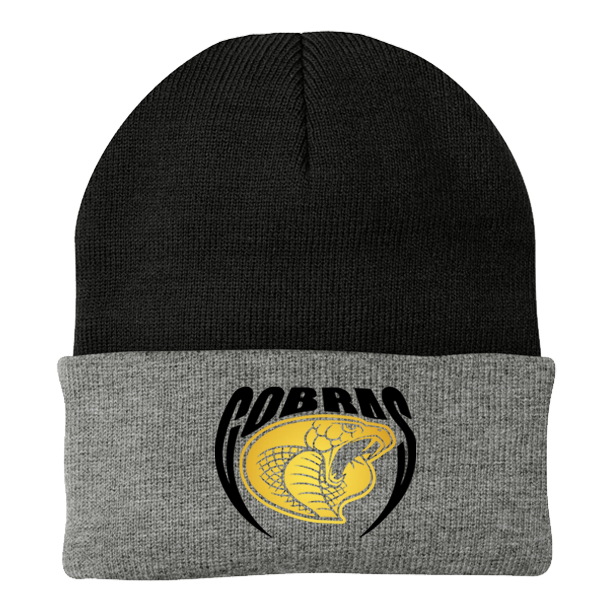 •Twiggs County - Cobras Pointed Cobra Head (Black/Gold) - Knit Cap (CP90)