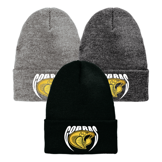 •Twiggs County - Cobras Pointed Cobra Head (White/Gold) - Chore Beanie (VL10)