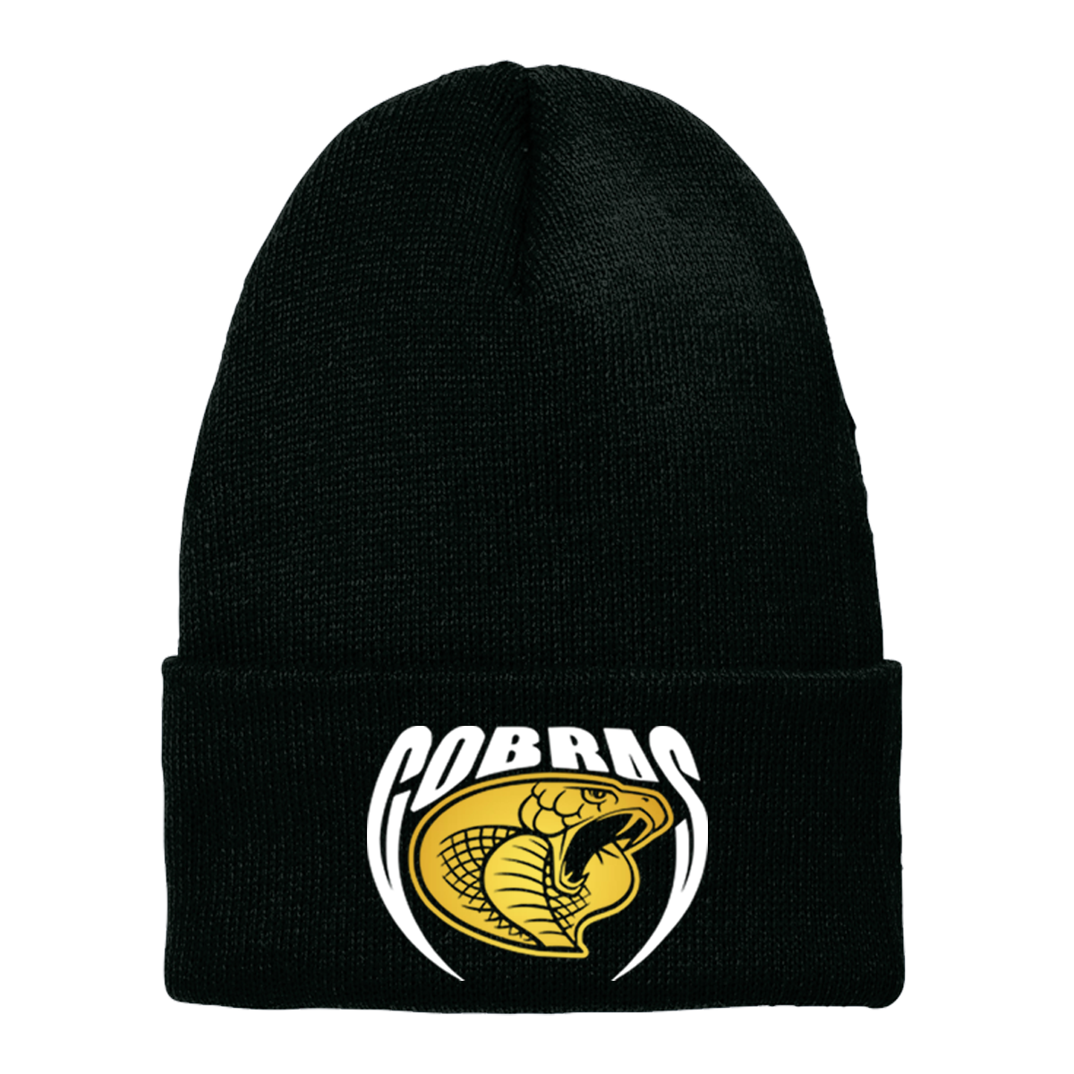 •Twiggs County - Cobras Pointed Cobra Head (White/Gold) - Chore Beanie (VL10)