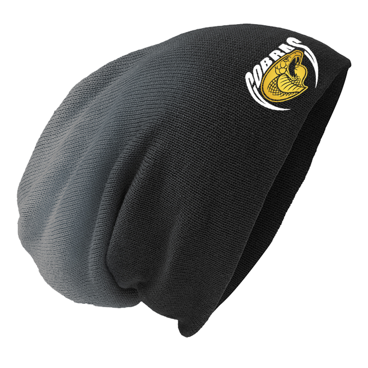 •Twiggs County - Cobras Pointed Cobra Head (White/Gold) - Slouch Beanie (DT618)