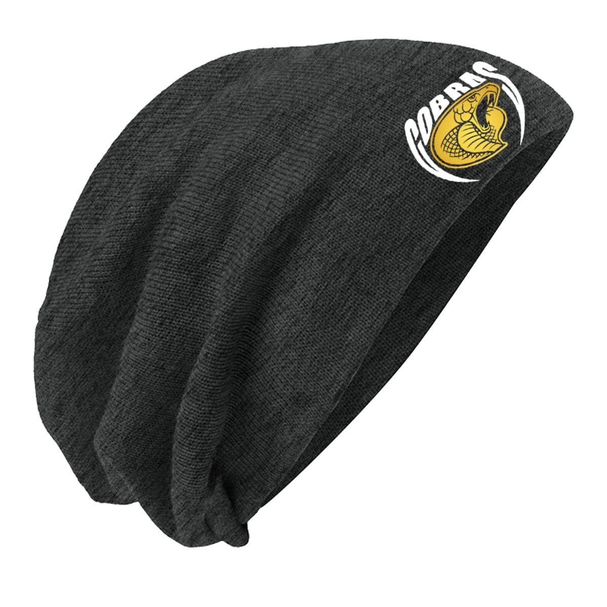 •Twiggs County - Cobras Pointed Cobra Head (White/Gold) - Slouch Beanie (DT618)