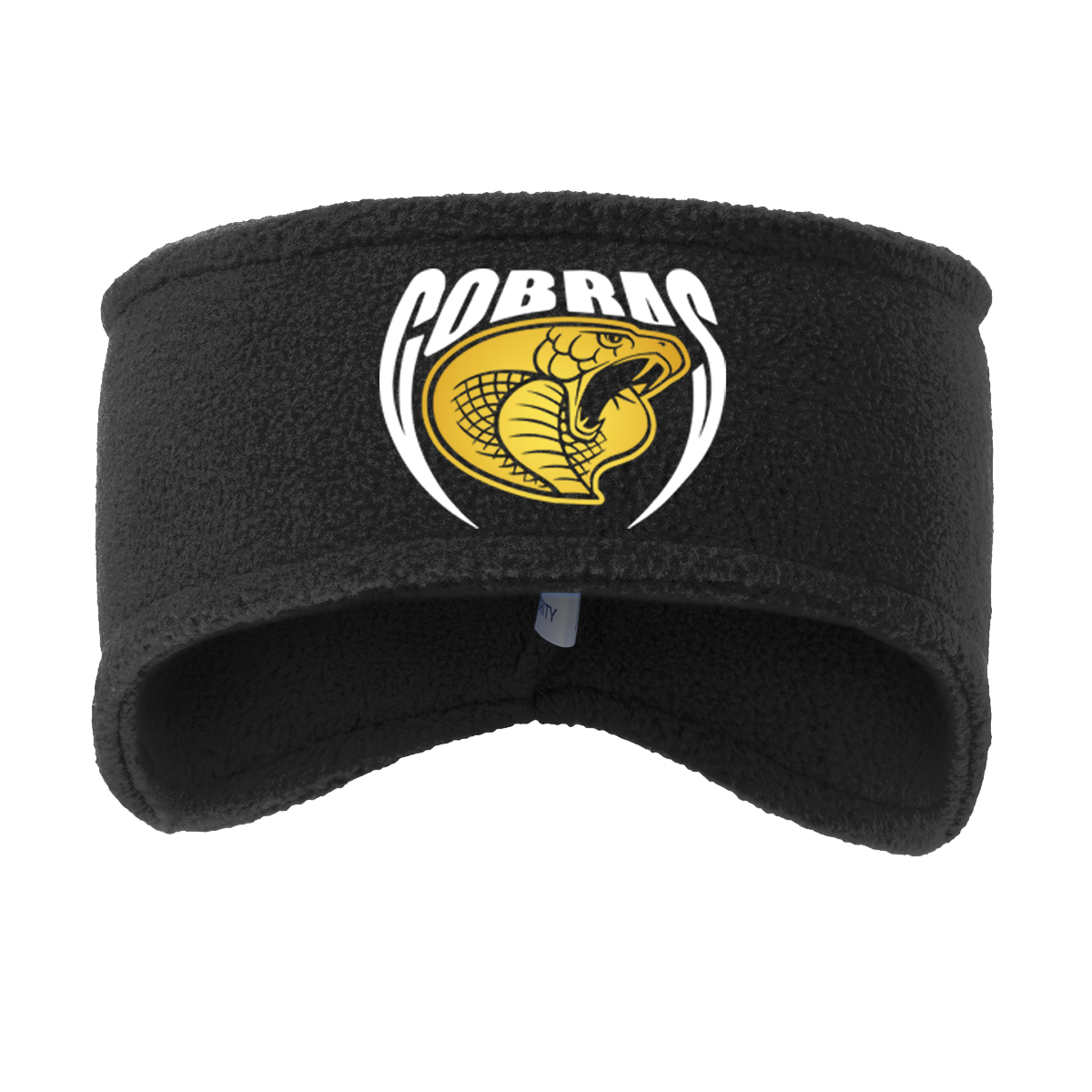 •Twiggs County - Cobras Pointed Cobra Head (White/Gold) - Stretch Fleece Headband (C910)