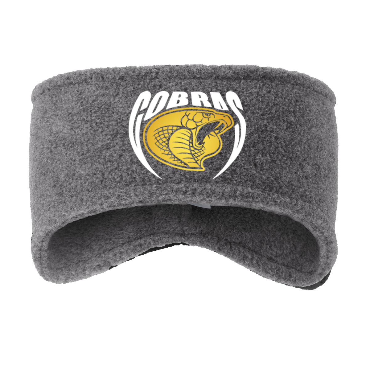 •Twiggs County - Cobras Pointed Cobra Head (White/Gold) - Stretch Fleece Headband (C910)
