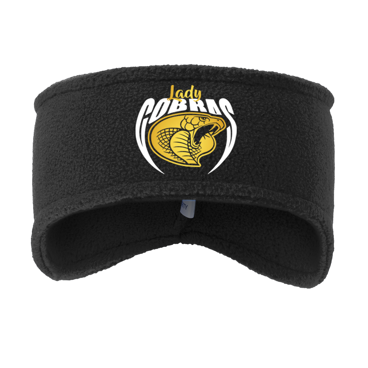 •Twiggs County - Lady Cobras Pointed Cobra Head (White/Gold) - Stretch Fleece Headband (C910)